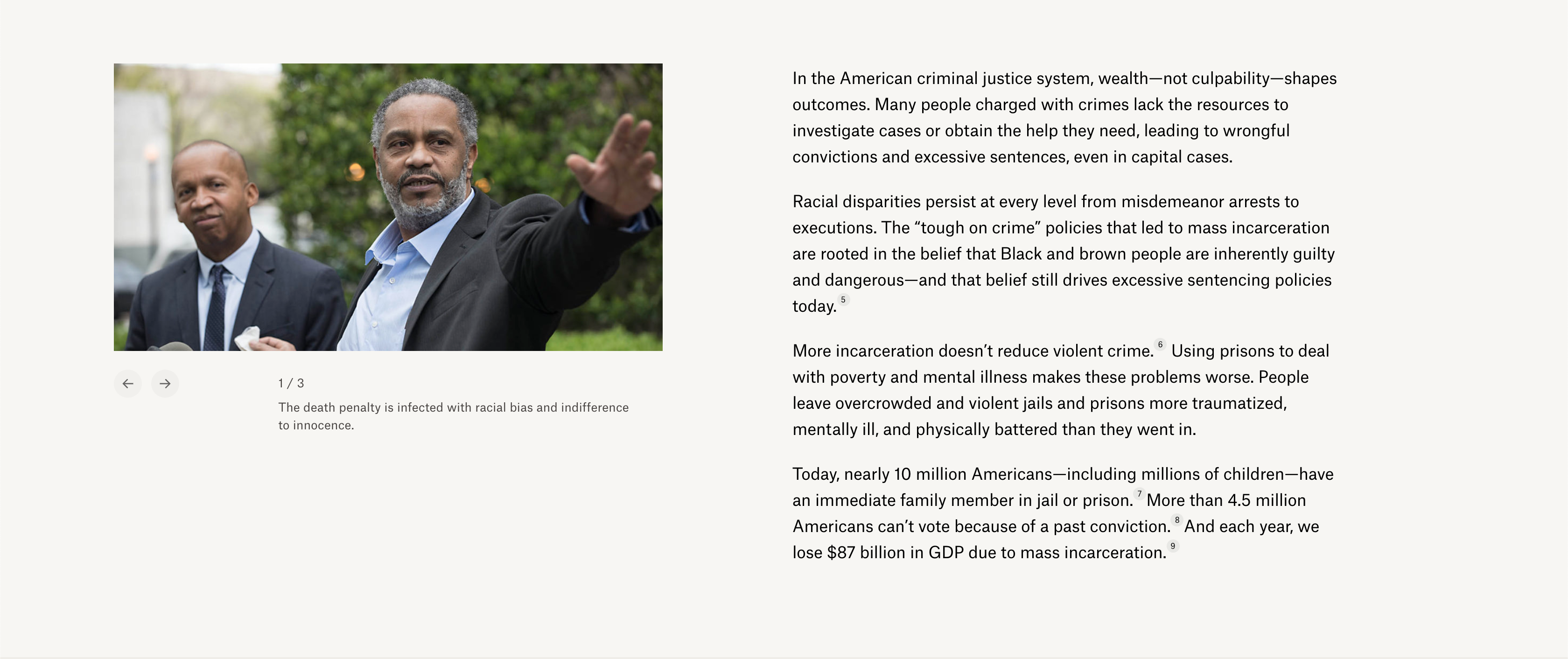 The Equal Justice Initiative uses photos of real people throughout their website to explain their issues